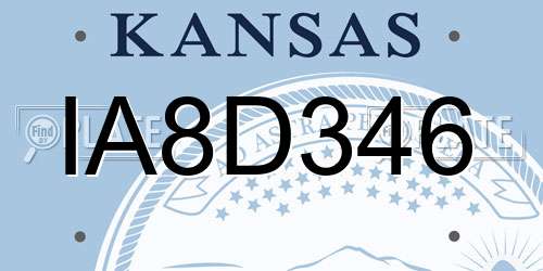 IA8D346 Kansas License Plate