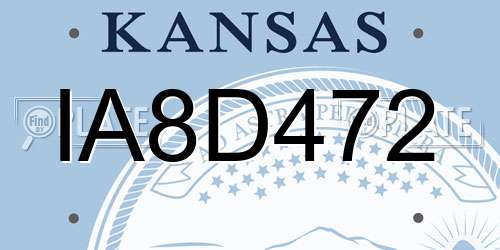IA8D472 Kansas License Plate