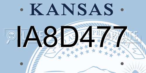 IA8D477 Kansas License Plate
