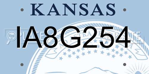 IA8G254 Kansas License Plate