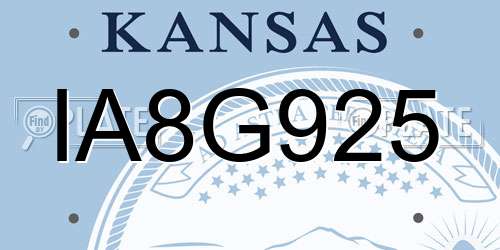 IA8G925 Kansas License Plate