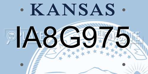 IA8G975 Kansas License Plate