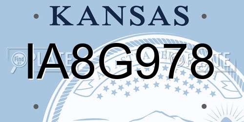 IA8G978 Kansas License Plate