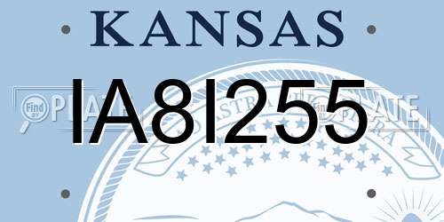 IA8I255 Kansas License Plate