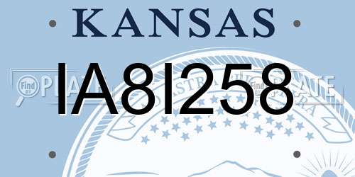 IA8I258 Kansas License Plate