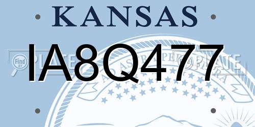 IA8Q477 Kansas License Plate