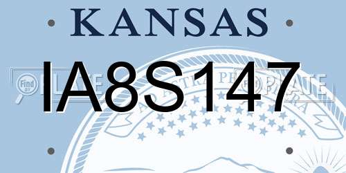 IA8S147 Kansas License Plate