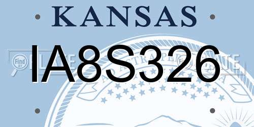 IA8S326 Kansas License Plate