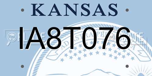 IA8T076 Kansas License Plate