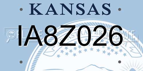 IA8Z026 Kansas License Plate