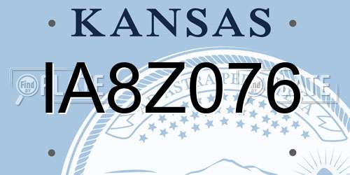 IA8Z076 Kansas License Plate