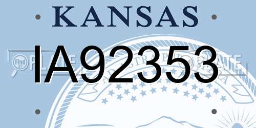 IA92353 Kansas License Plate