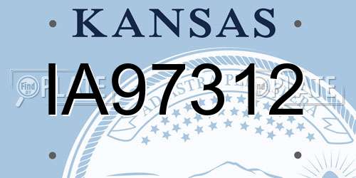 IA97312 Kansas License Plate