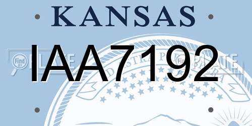 IAA7192 Kansas License Plate