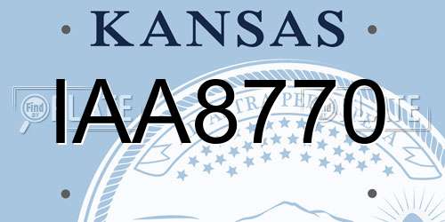 IAA8770 Kansas License Plate