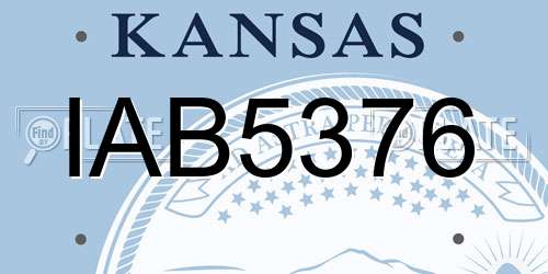 IAB5376 Kansas License Plate