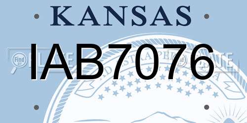 IAB7076 Kansas License Plate