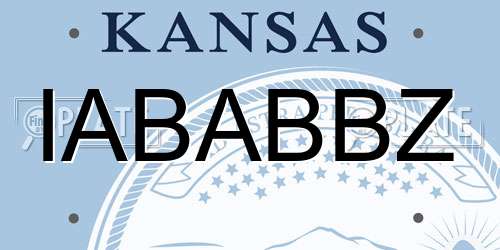 IABABBZ Kansas License Plate