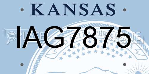 IAG7875 Kansas License Plate
