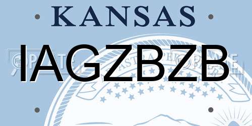 IAGZBZB Kansas License Plate