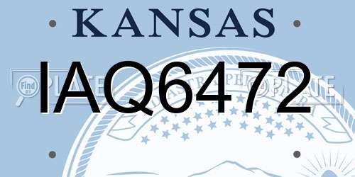 IAQ6472 Kansas License Plate