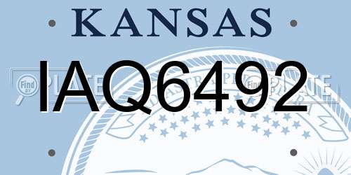 IAQ6492 Kansas License Plate
