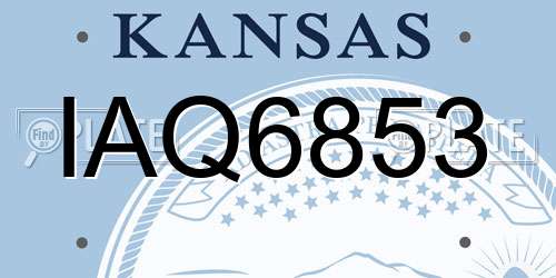IAQ6853 Kansas License Plate