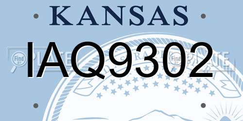 IAQ9302 Kansas License Plate