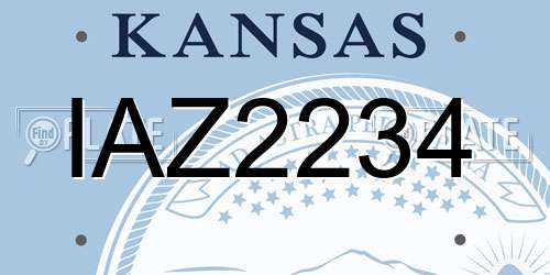 IAZ2234 Kansas License Plate