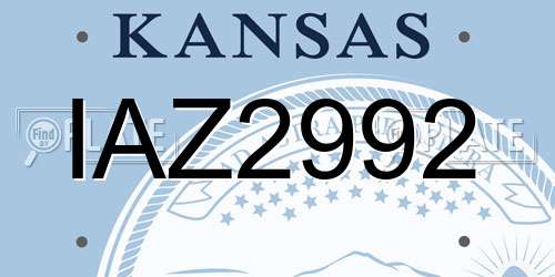 IAZ2992 Kansas License Plate