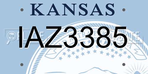 IAZ3385 Kansas License Plate