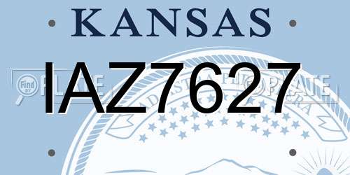 IAZ7627 Kansas License Plate