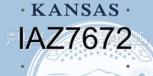 IAZ7672 Kansas License Plate