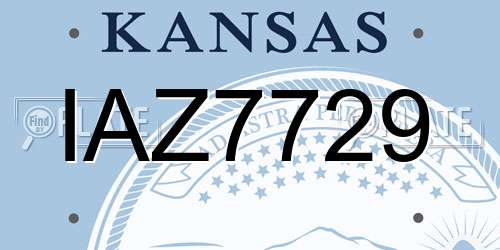 IAZ7729 Kansas License Plate