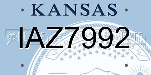 IAZ7992 Kansas License Plate