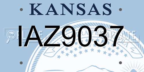 IAZ9037 Kansas License Plate