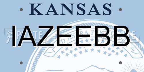IAZEEBB Kansas License Plate