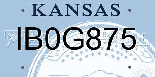 IB0G875 Kansas License Plate