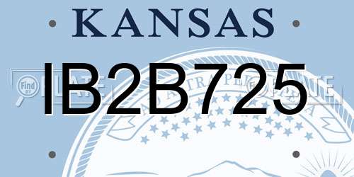 IB2B725 Kansas License Plate