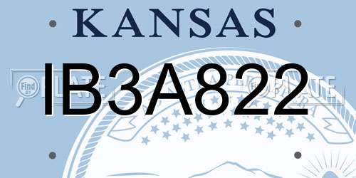 IB3A822 Kansas License Plate