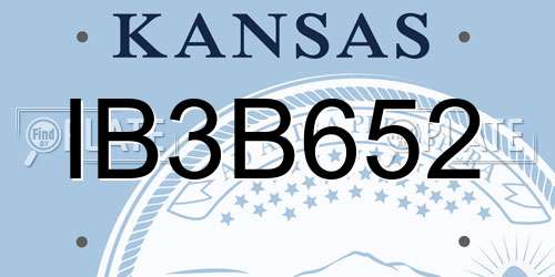 IB3B652 Kansas License Plate
