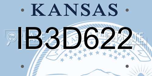 IB3D622 Kansas License Plate