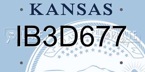 IB3D677 Kansas License Plate