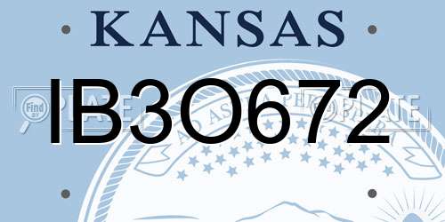 IB3O672 Kansas License Plate