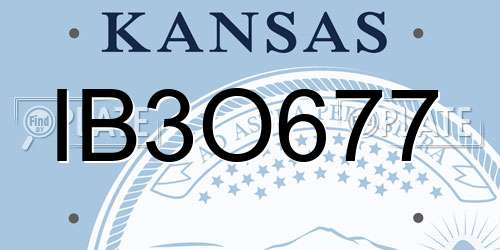 IB3O677 Kansas License Plate