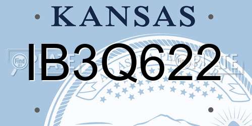 IB3Q622 Kansas License Plate