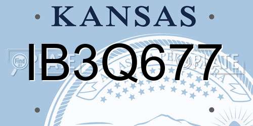 IB3Q677 Kansas License Plate