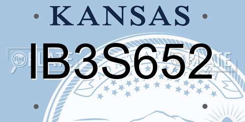 IB3S652 Kansas License Plate