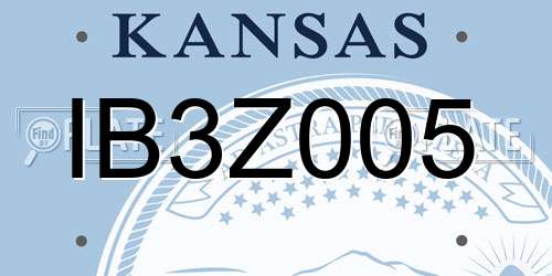 IB3Z005 Kansas License Plate