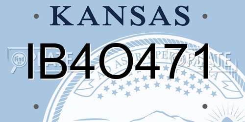 IB4O471 Kansas License Plate